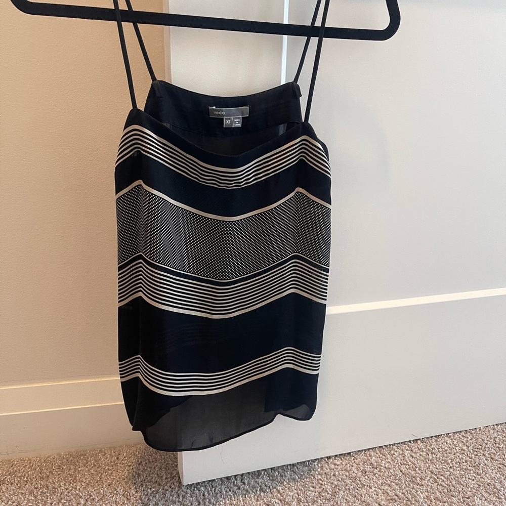 Vince black and cream silk cami